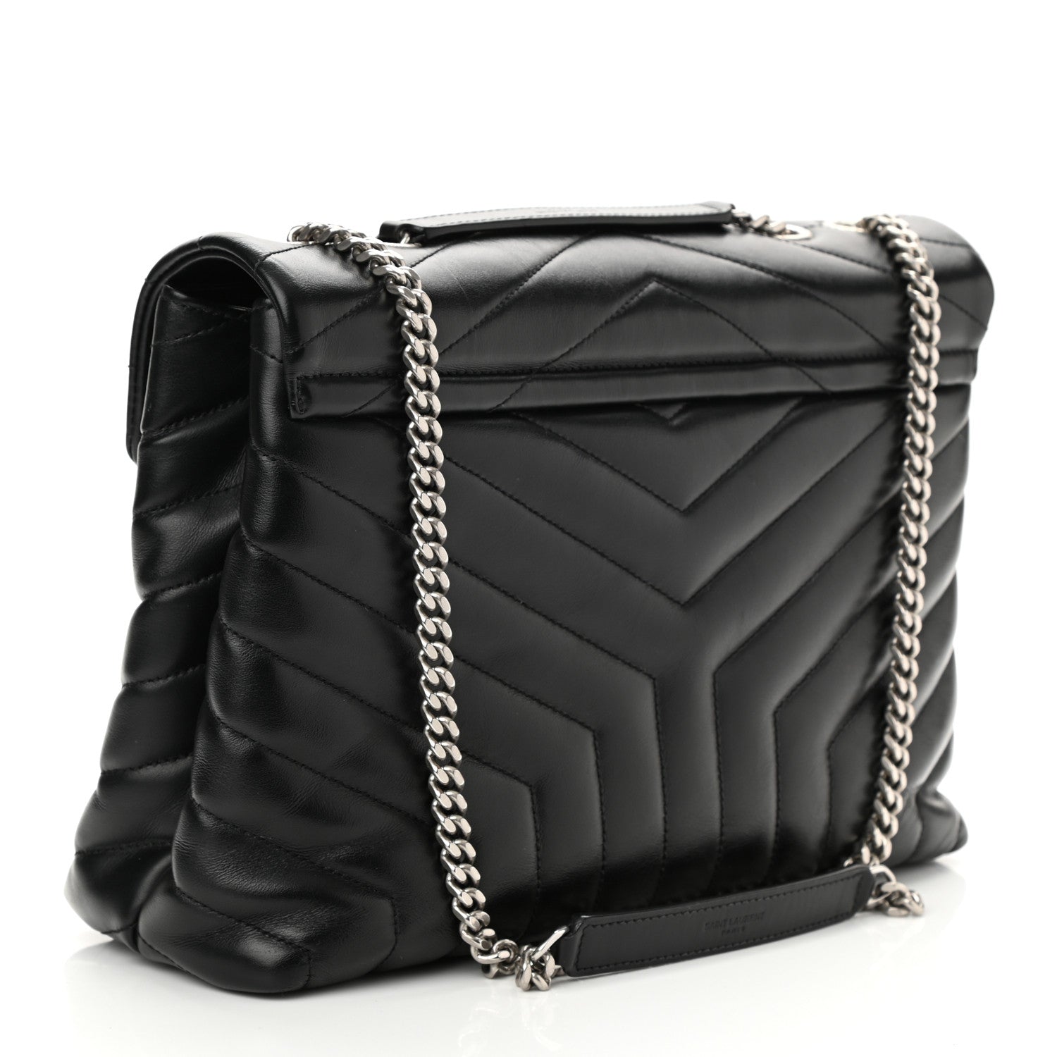 Saint Laurent Calfskin Y Quilted Monogram Medium Loulou Chain Satchel Black 3 of 9