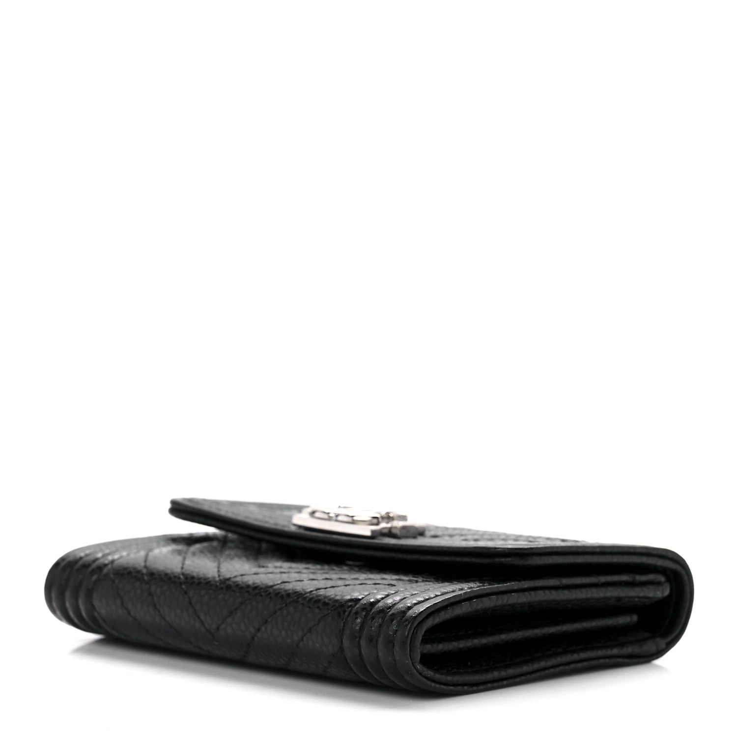 Chanel Caviar Chevron Quilted Boy Card Holder Wallet Black 9 of 11