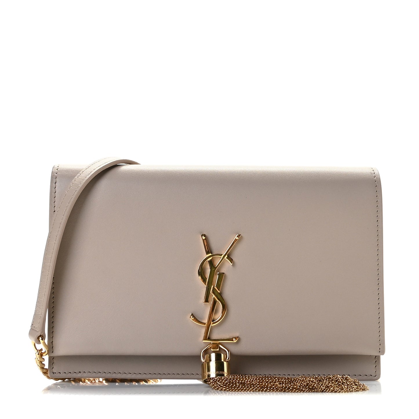 Smooth Calfskin Classic Monogram Kate Tassel Chain Wallet Nude Powder