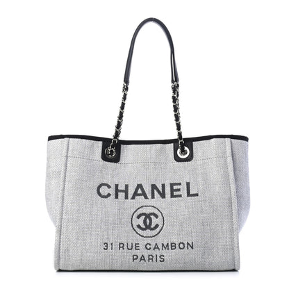 Chanel Woven Straw Raffia Small Deauville Tote Grey 1 of 5