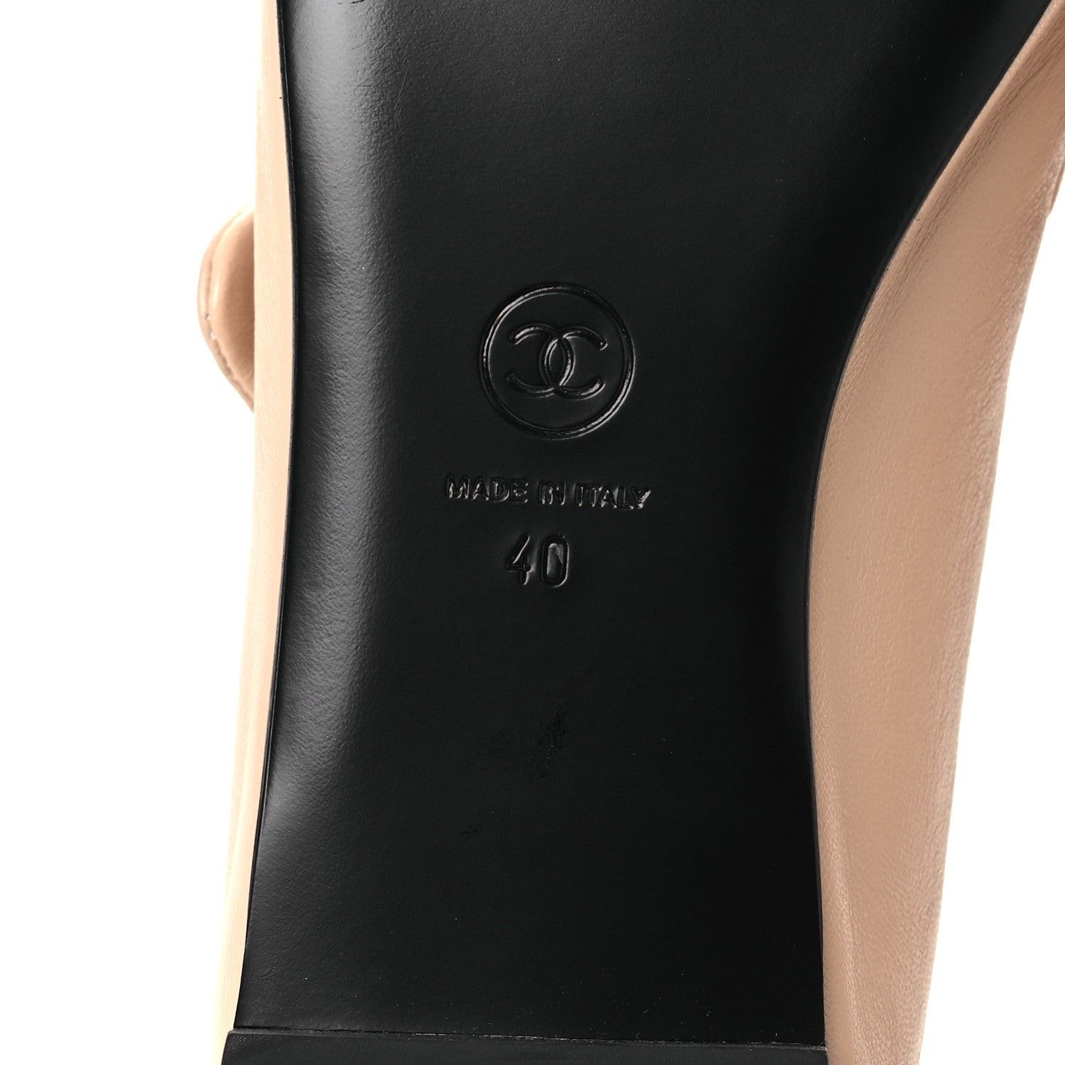 Chanel Lambskin Bow Mary Jane Flats 40 Beige Black 8 of 12