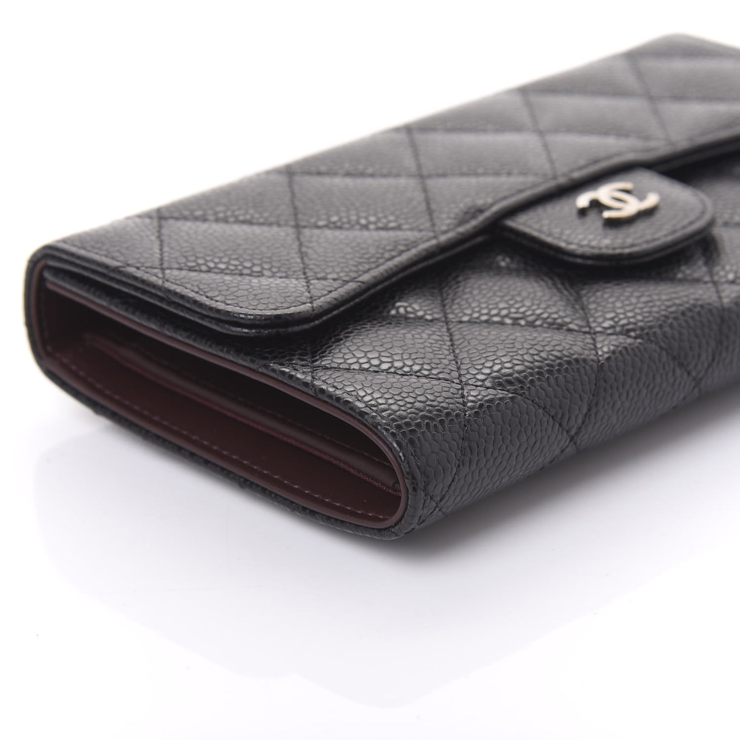 Caviar Quilted Large Flap Wallet Black