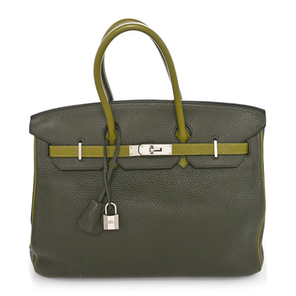 Hermes Taurillon Clemence Horseshoe Birkin 35 Vert Veronese Vert Anis 1 of 12