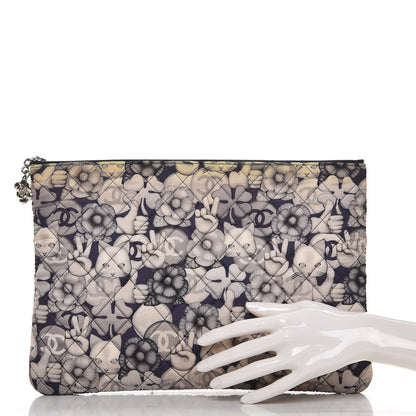 Chanel Nylon Quilted Large Cat Emoticon Cosmetic Case Navy 2 of 9