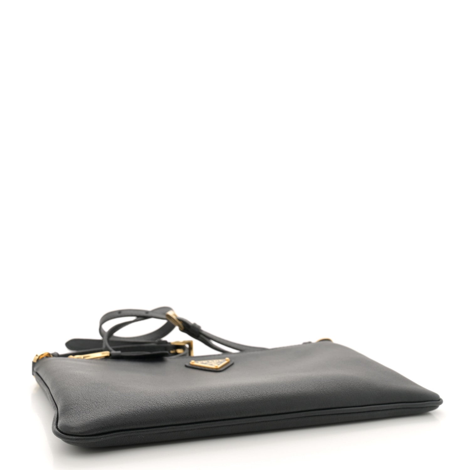 Prada Calfskin Triangle Pouch Shoulder Bag Black 4 of 11