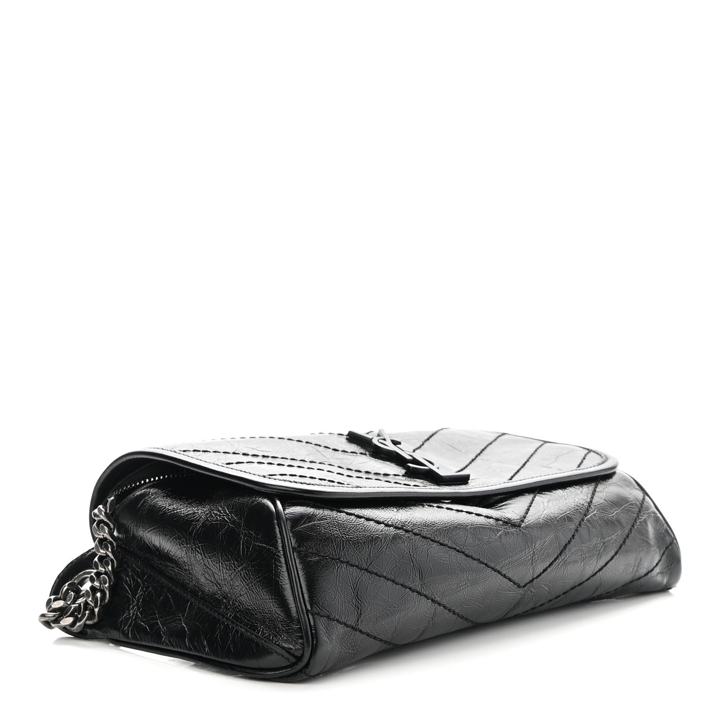 Crinkled Calfskin Matelasse Monogram Niki Body Bag Black
