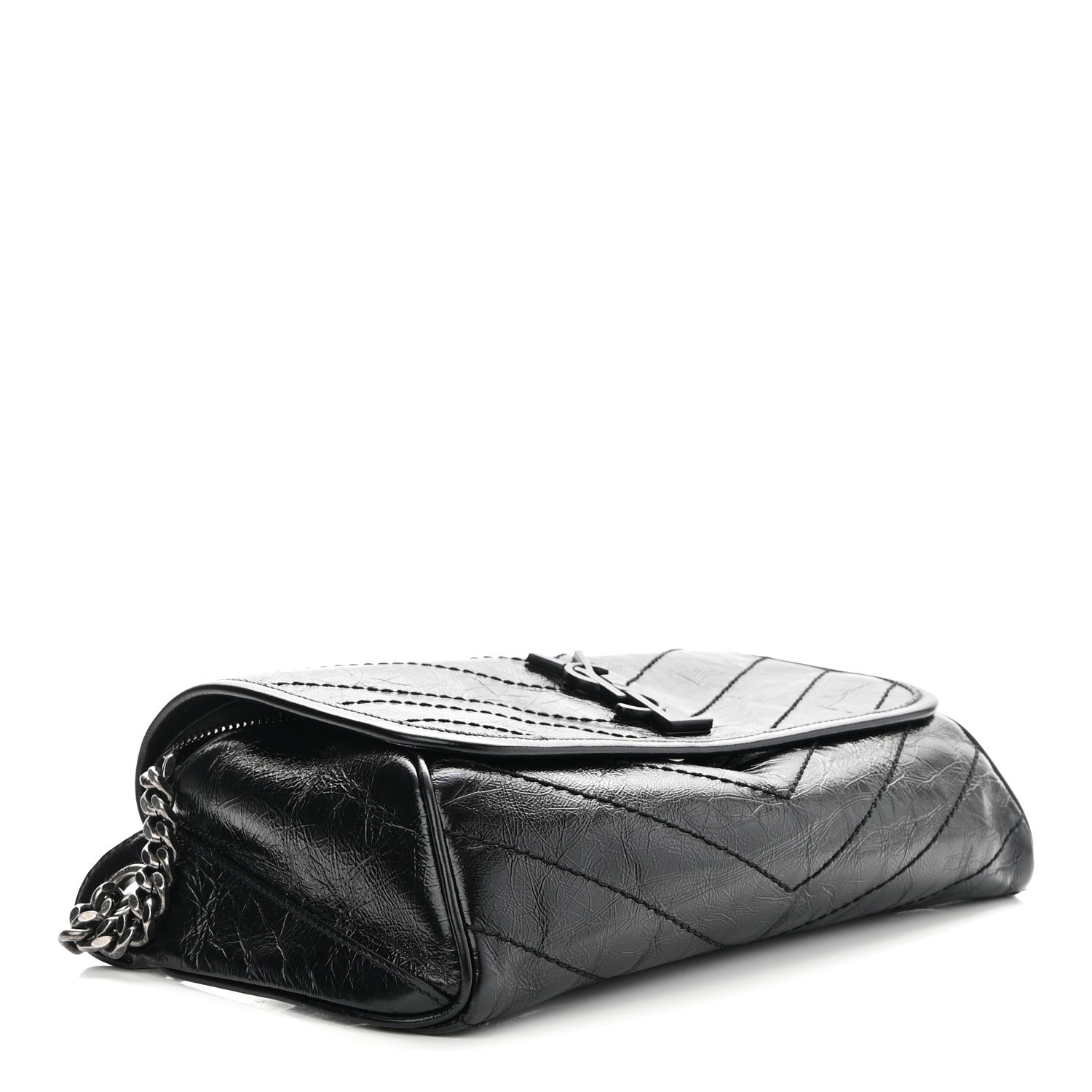 Saint Laurent Crinkled Calfskin Matelasse Monogram Niki Body Bag Black 4 of 8