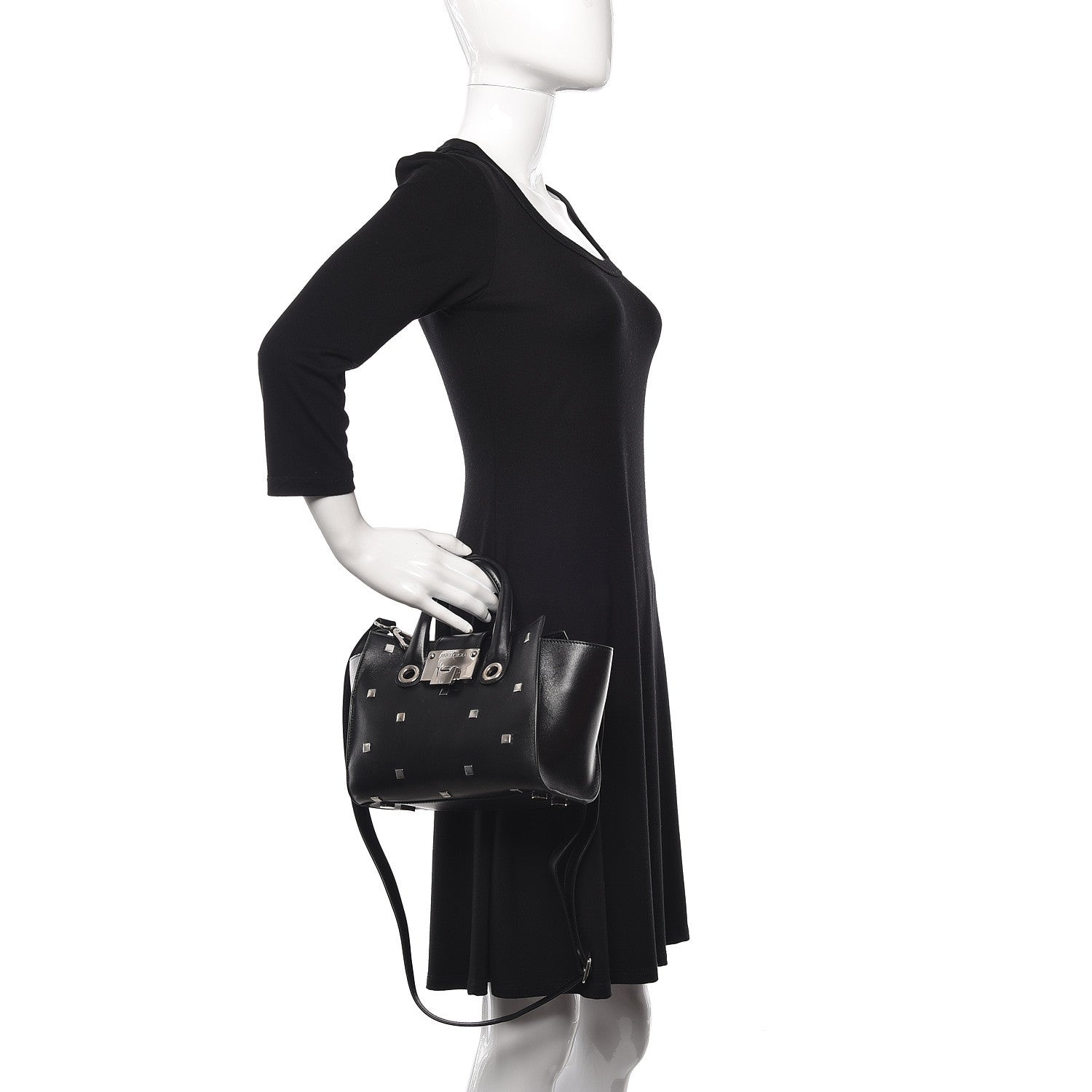 Jimmy Choo Calfskin Studded Small Riley Black 2 of 10