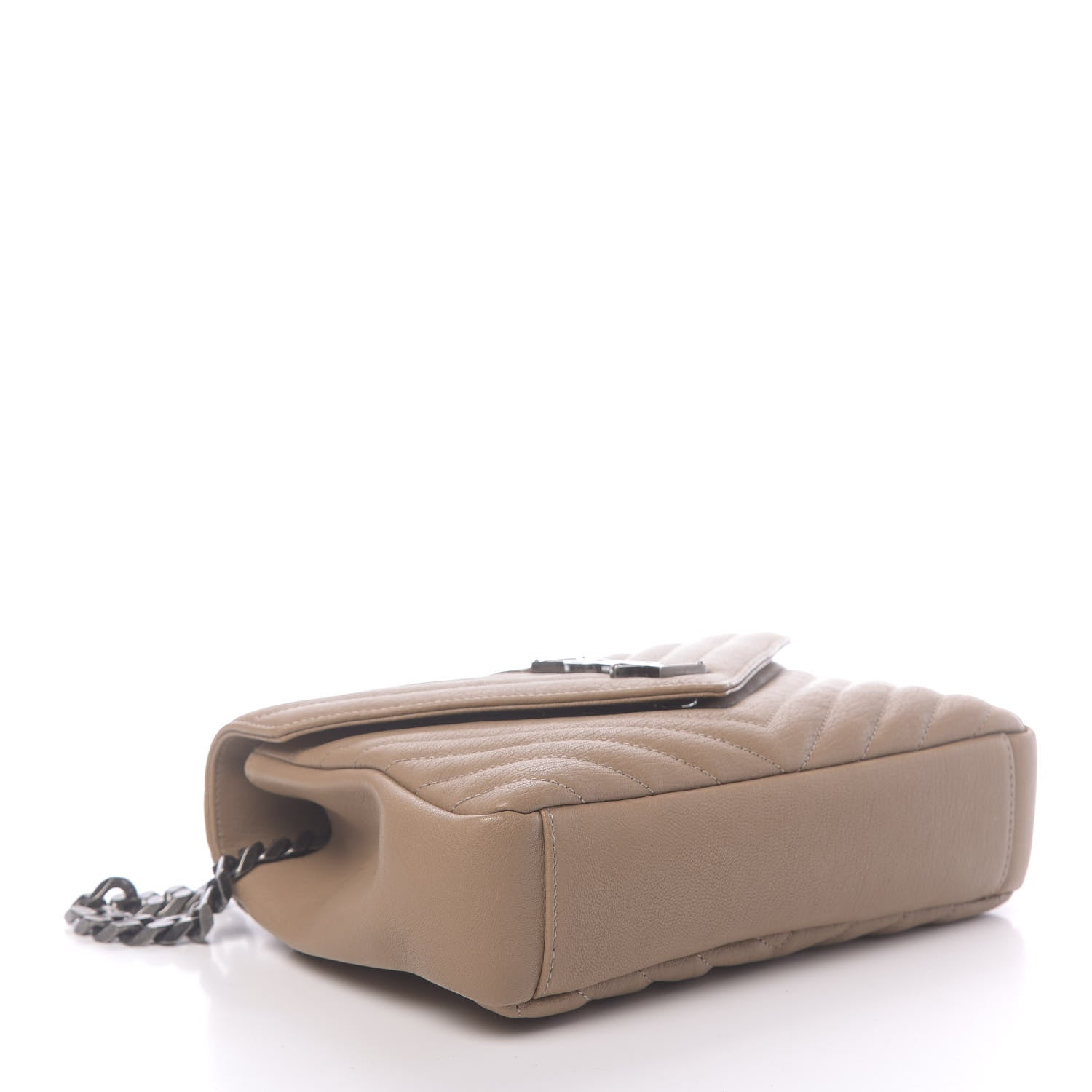Saint Laurent Sheepskin Matelasse Chevron Monogram Medium College Bag Taupe 4 of 9