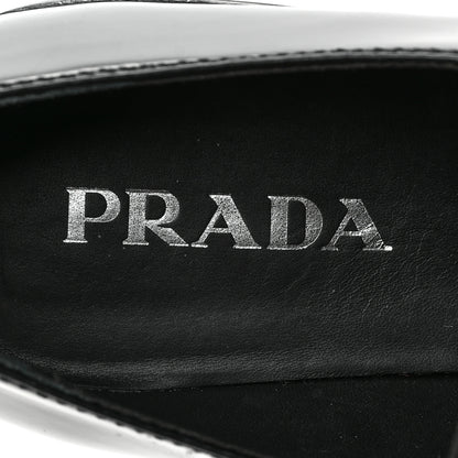 Prada Spazzolato Metal Triangle Logo 50mm Lug Sole Loafers 39 Black 7 of 7