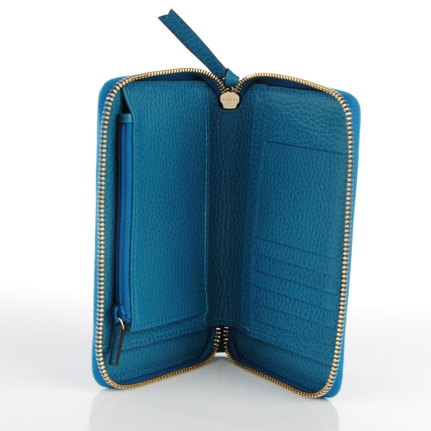 Dollar Calfskin Medium Swing Zip Around Wallet Deep Cobalt