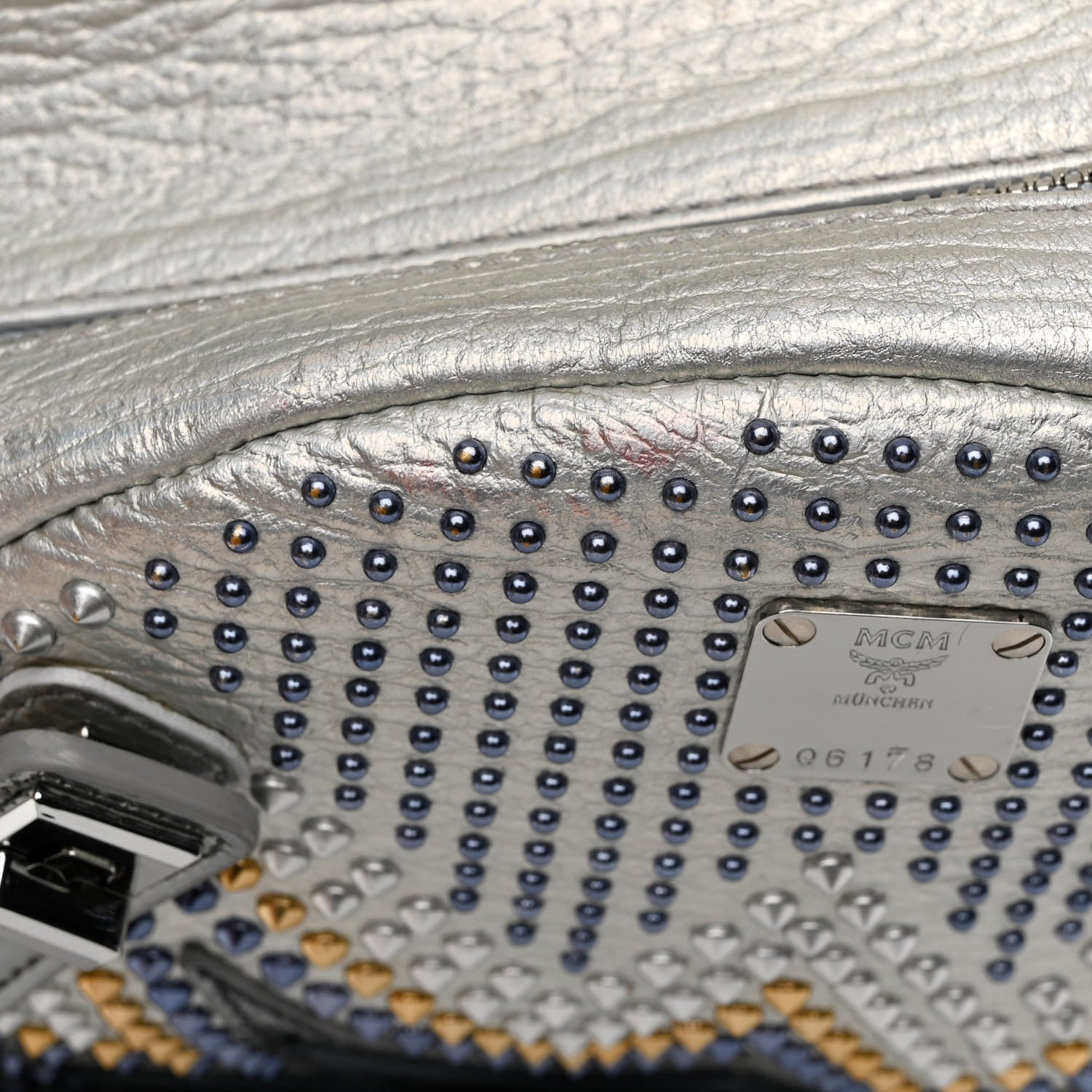 MCM Visetos Medium Studded Stark Cyber Flash Backpack Silver 13 of 16
