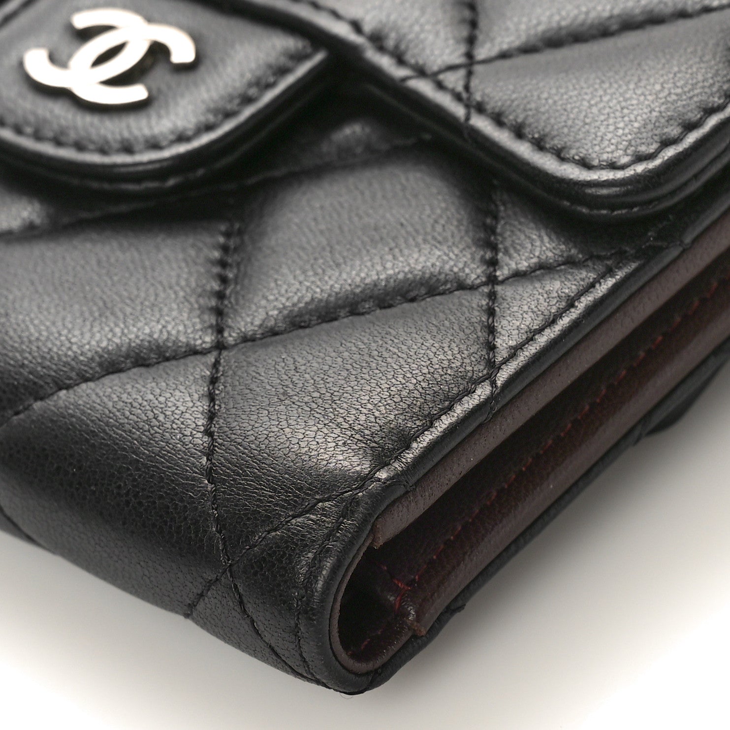 Chanel Lambskin Quilted Small Compact Wallet Black 9 of 11