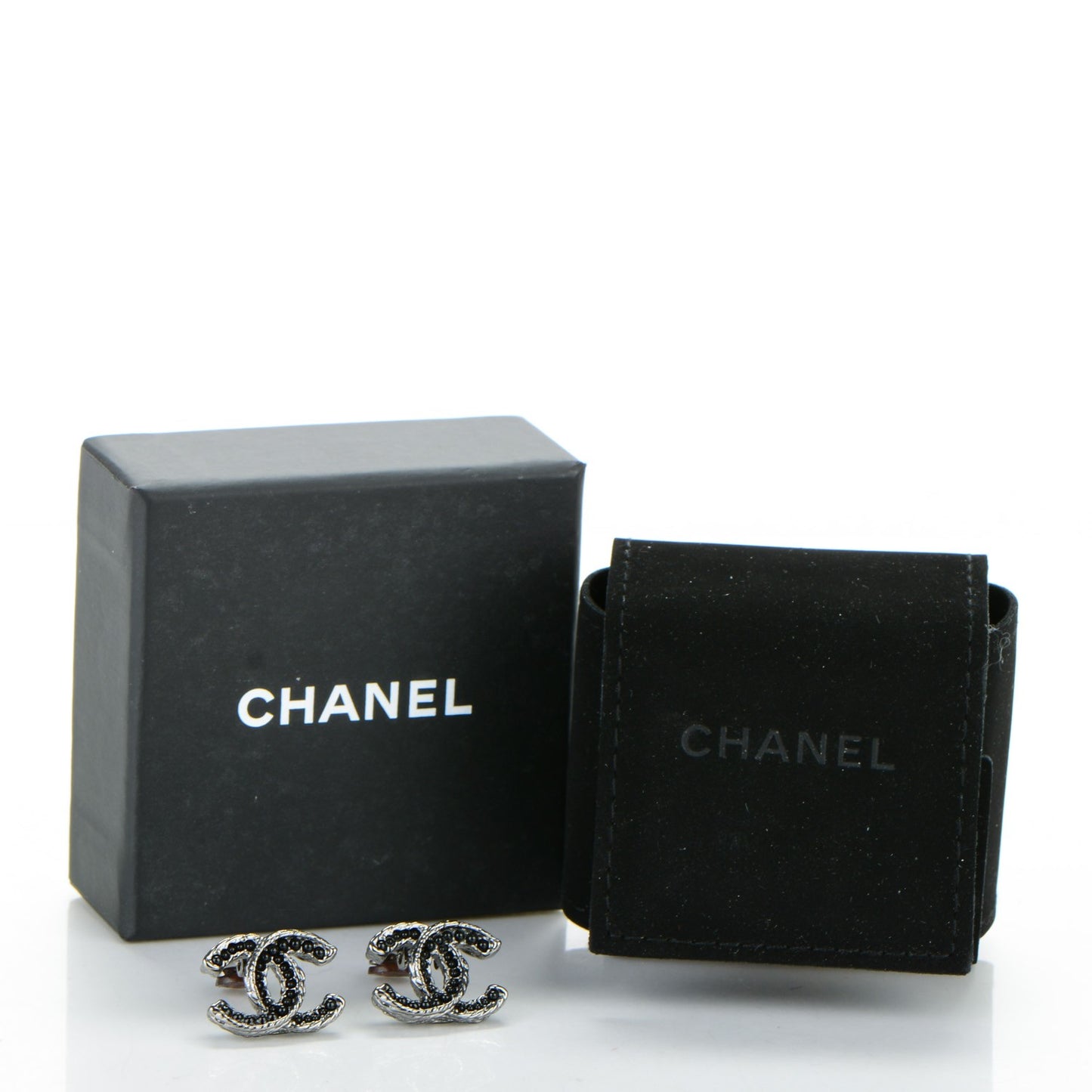 Ruthenium Resin Bead Clip On CC Earrings Black