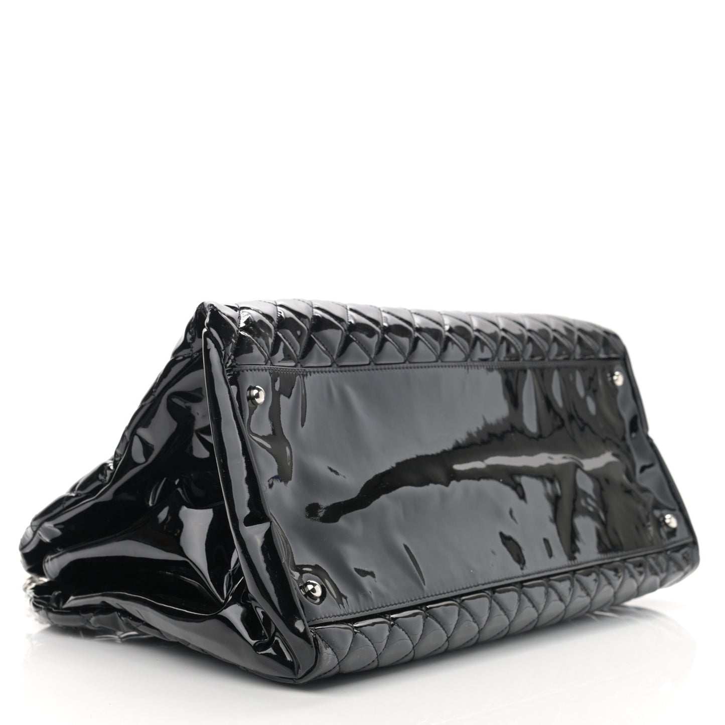 Patent Quilted Maxi Just Mademoiselle Bowling Bag Black