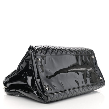 Chanel Patent Quilted Maxi Just Mademoiselle Bowling Bag Black 4 of 13