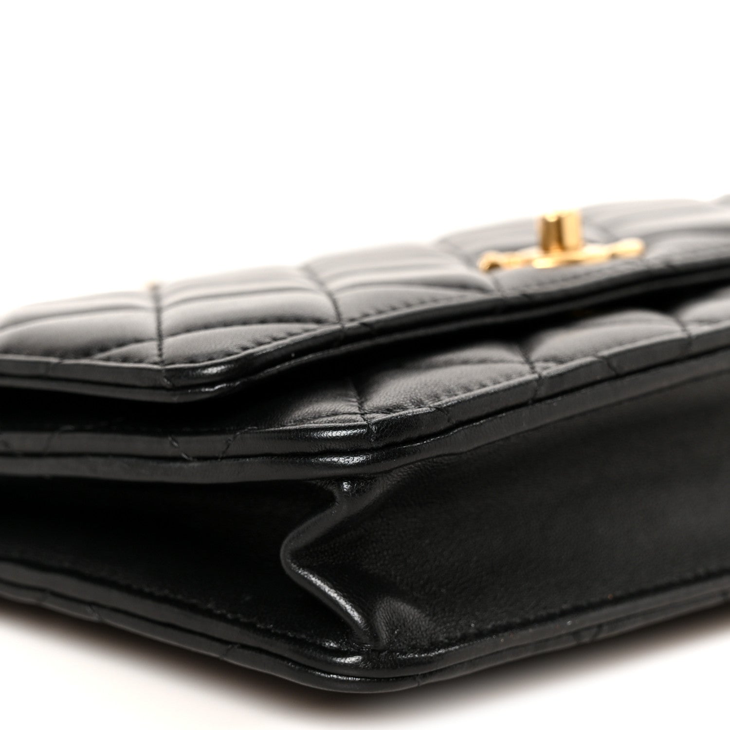 Chanel Lambskin Quilted CC Pearl Crush Wallet on Chain WOC Black 10 of 11