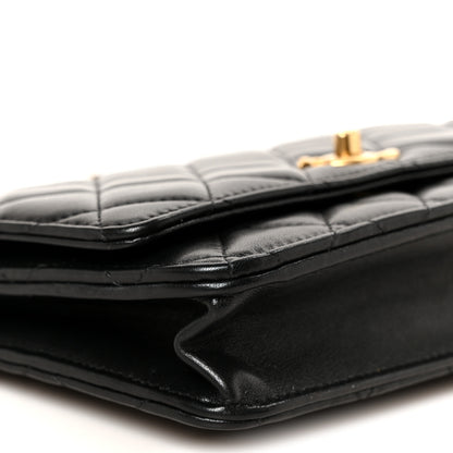 Chanel Lambskin Quilted CC Pearl Crush Wallet on Chain WOC Black 10 of 11