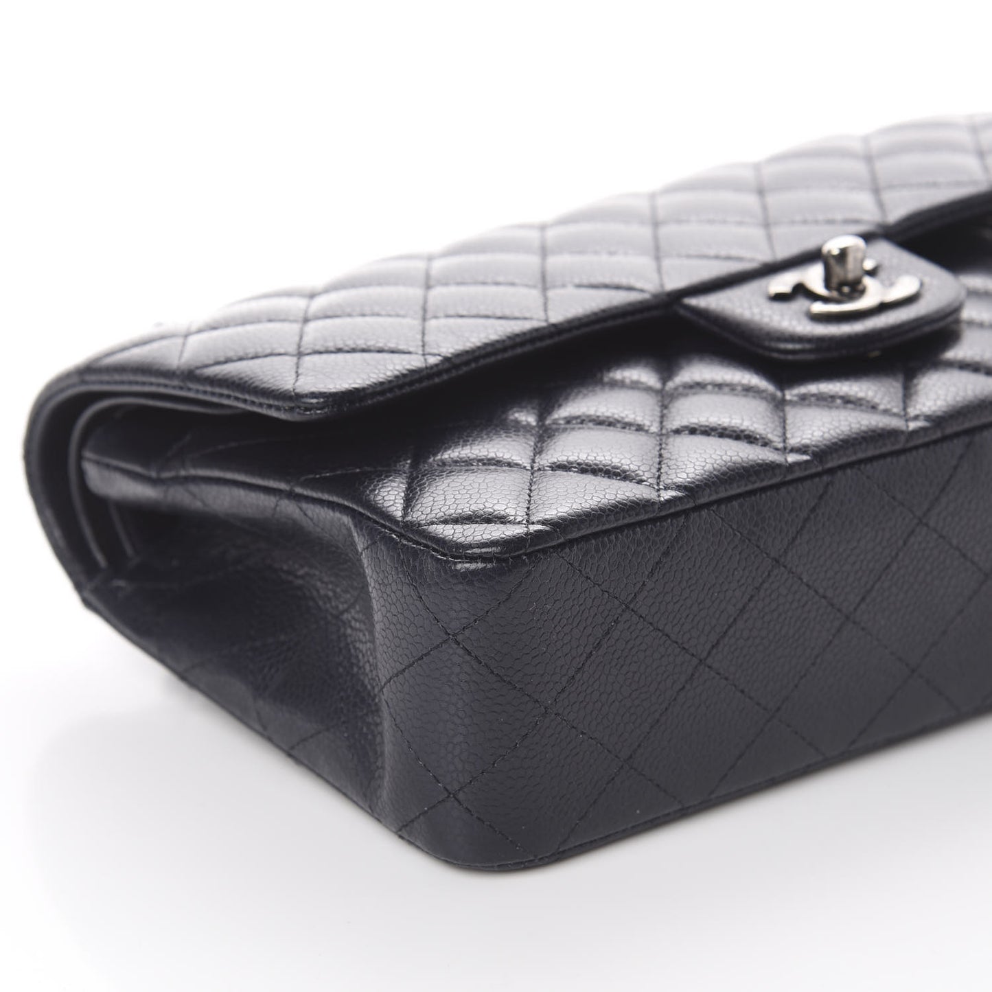 Caviar Quilted Medium Double Flap Navy