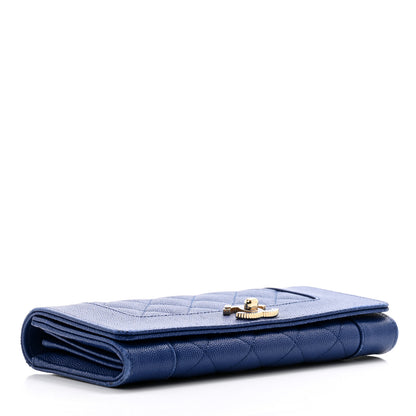Chanel Caviar Quilted Mademoiselle Vintage Flap Wallet Blue 4 of 11