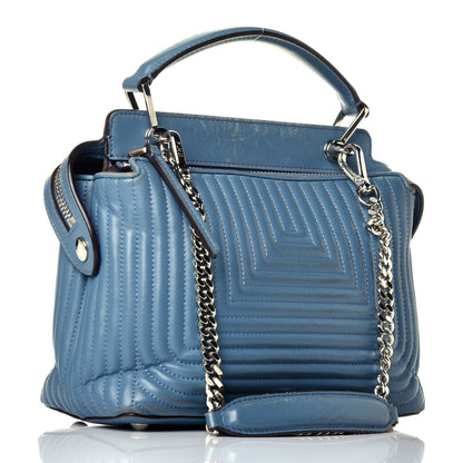 Fendi Shiny Nappa Trapuntata Small DotCom Click Top Handle Chain Satchel Blue 3 of 9