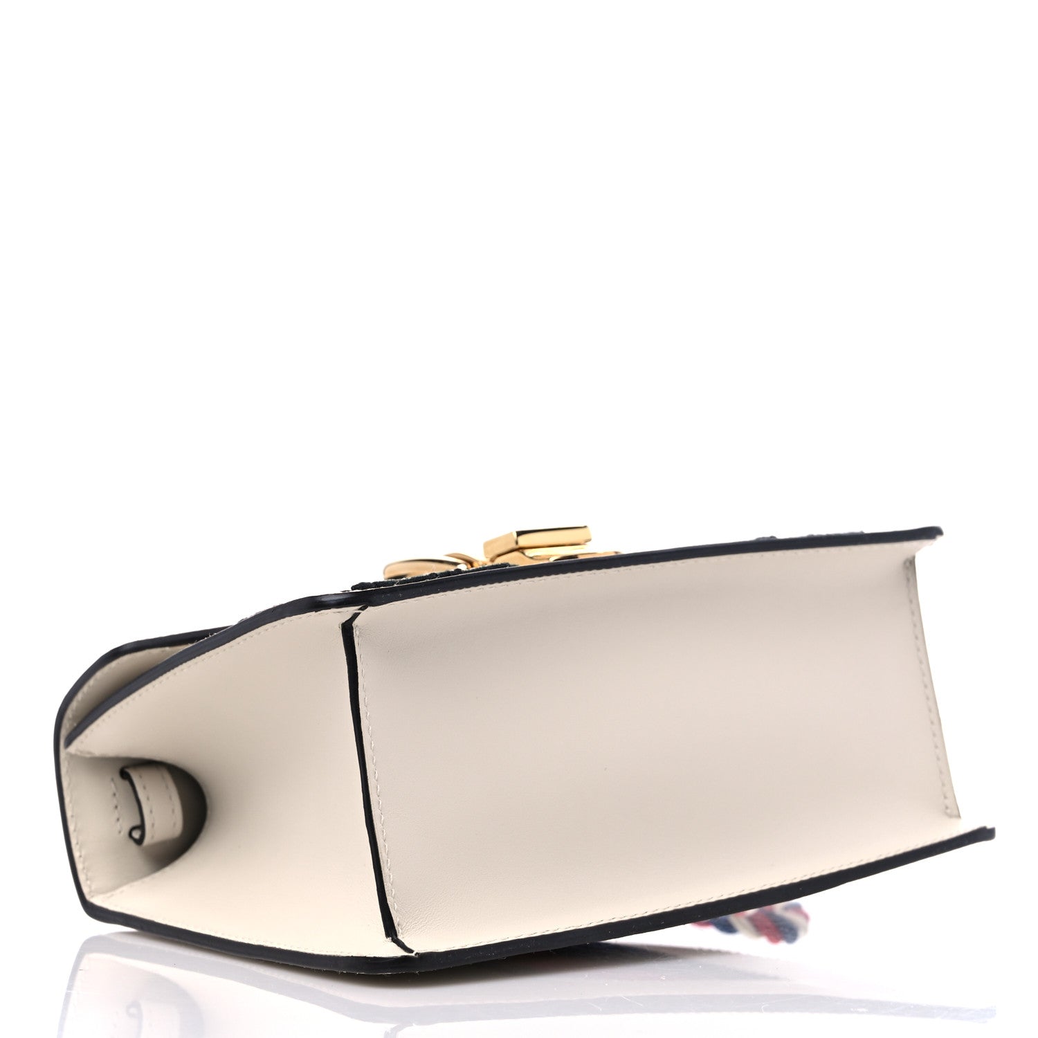 Gucci Calfskin Embroidered Mini Sylvie Top Handle Bag White 4 of 12