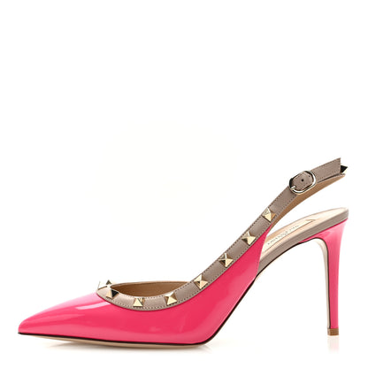Valentino Garavani Patent Rockstud Half d'Orsay Slingback 85mm Pumps 41 Peony Poudre 1 of 9