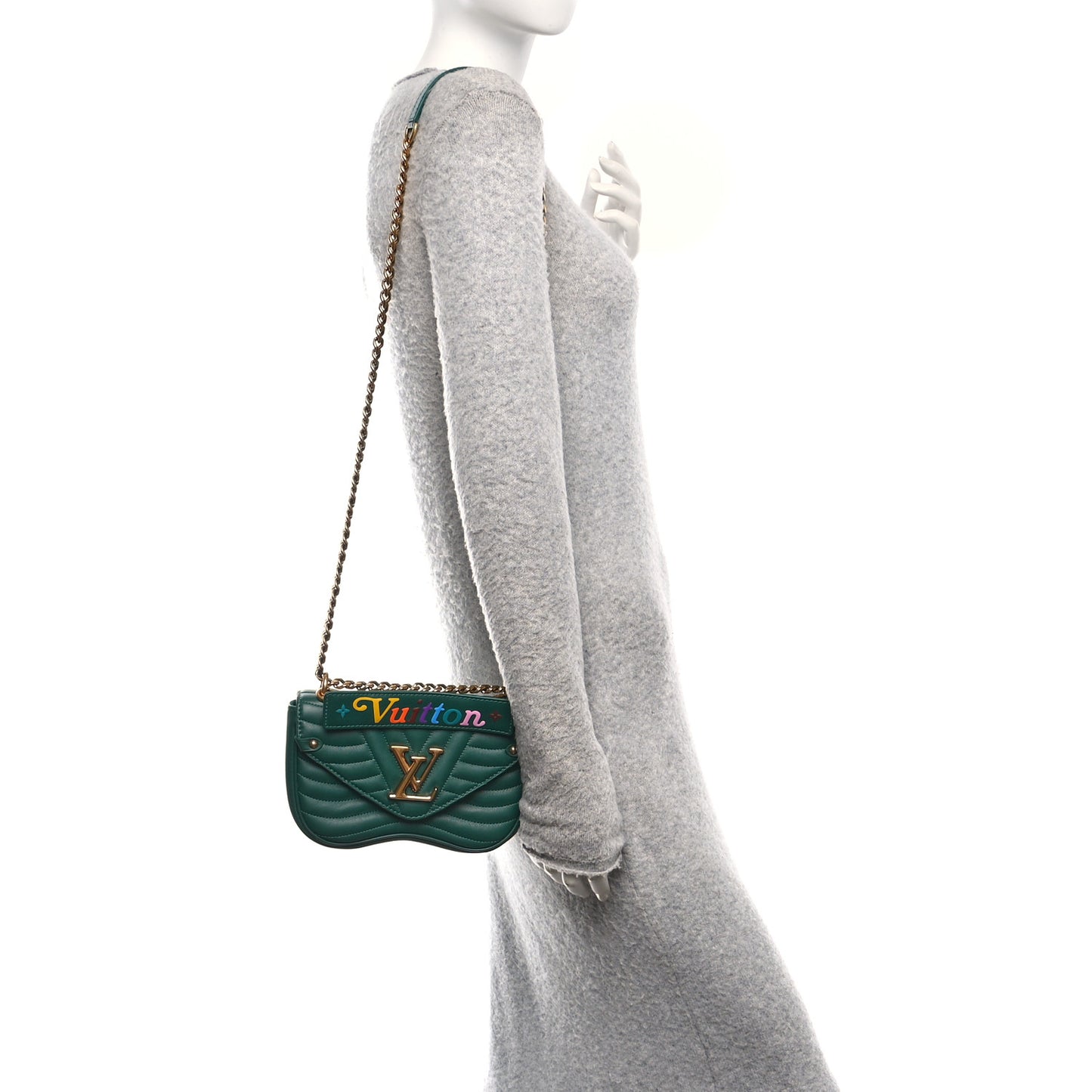 Calfskin New Wave Chain PM Emerald