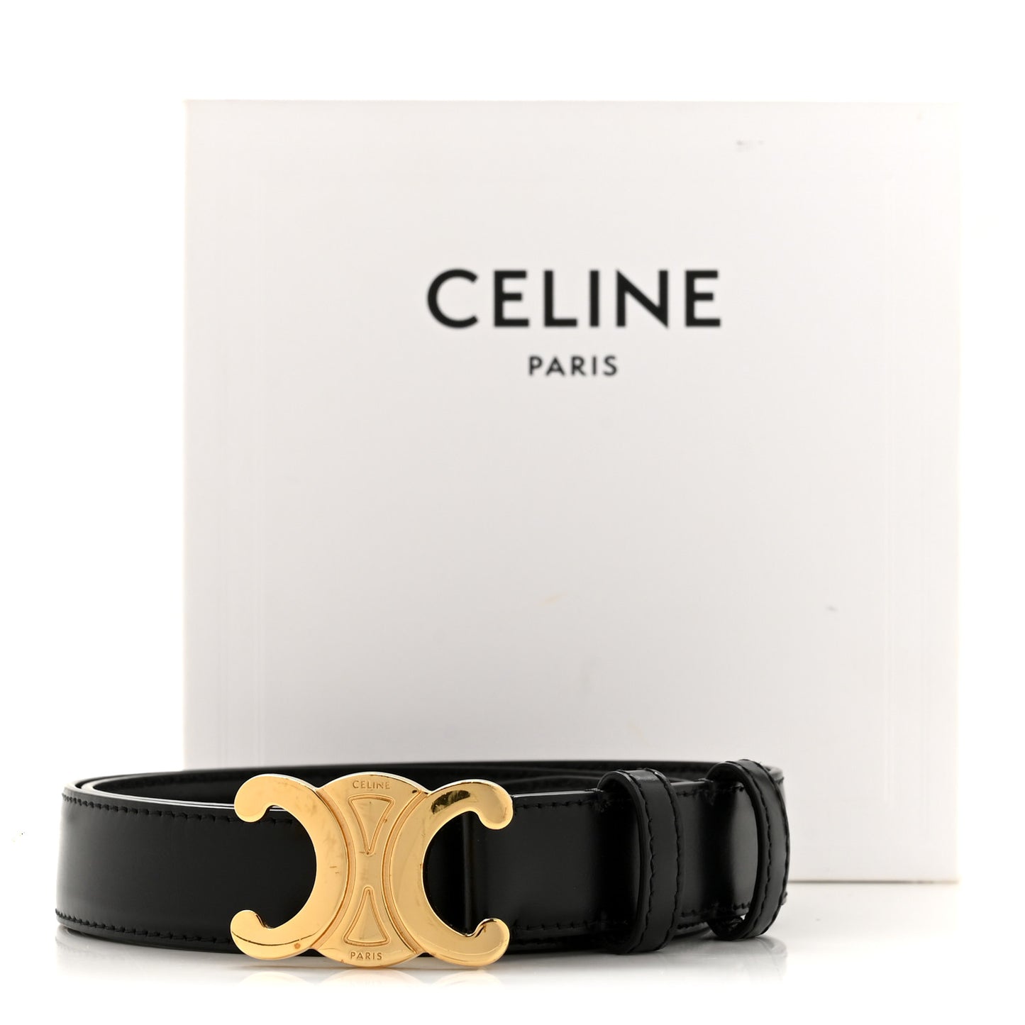 Taurillon Calfskin Medium 25mm Triomphe Belt 80 32 Black