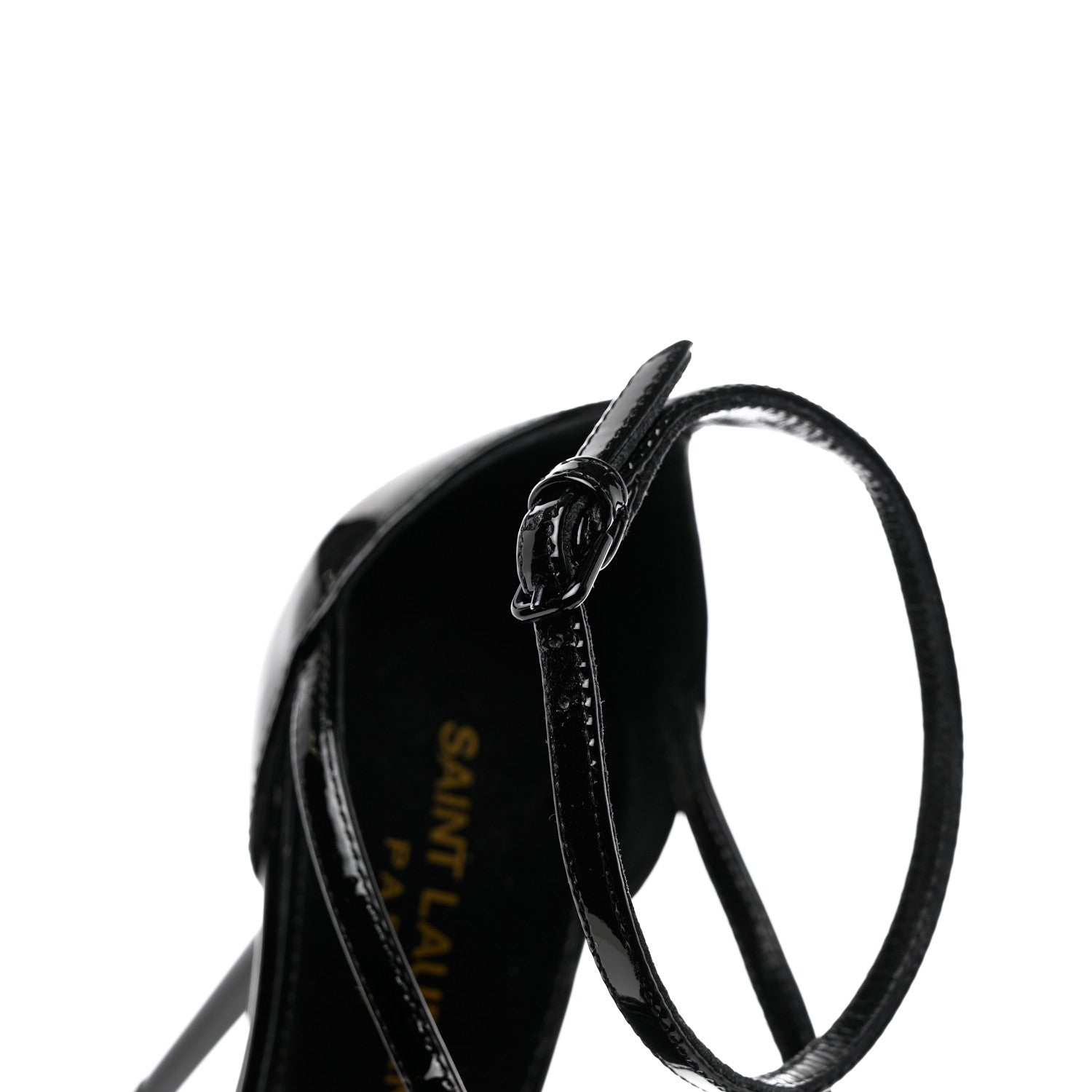 Saint Laurent Patent Cassandra 100 Ankle Strap Sandals 37.5 Black 11 of 13