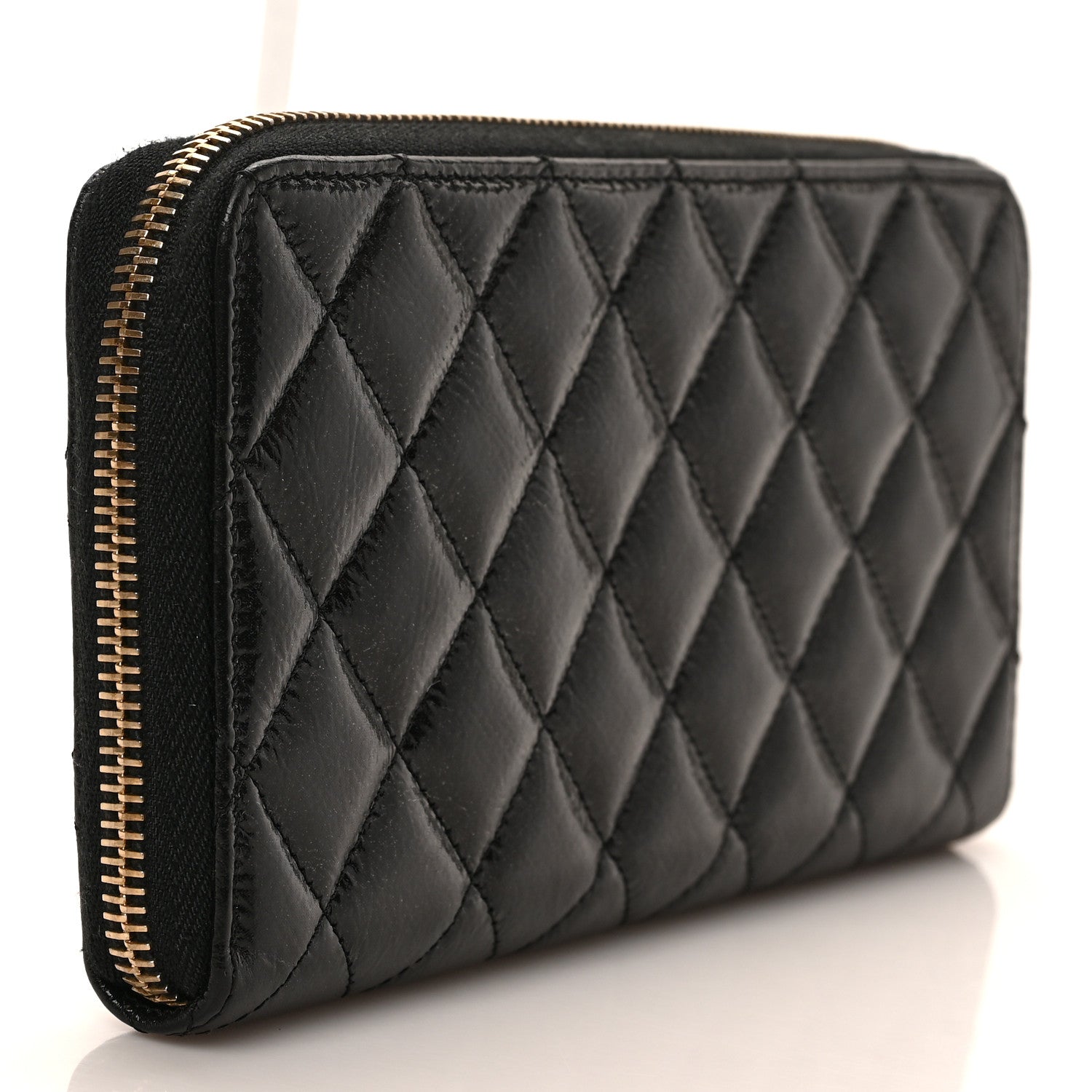 Chanel Aged Calfskin Quilted Reissue Large Gusset Zip Around Wallet Black 3 of 7