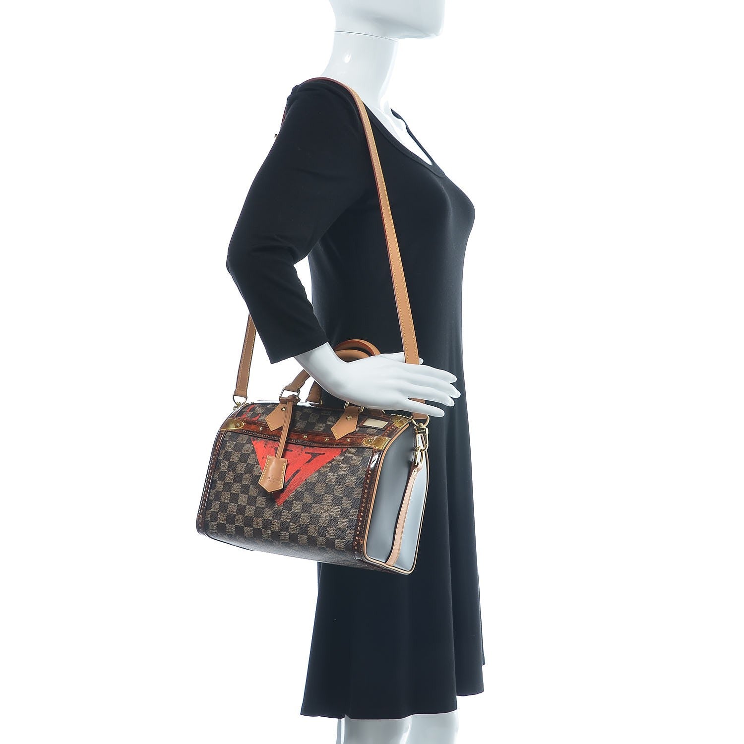 Louis Vuitton Transformed Damier Ebene Time Trunk Speedy Bandouliere 25 Black 2 of 7