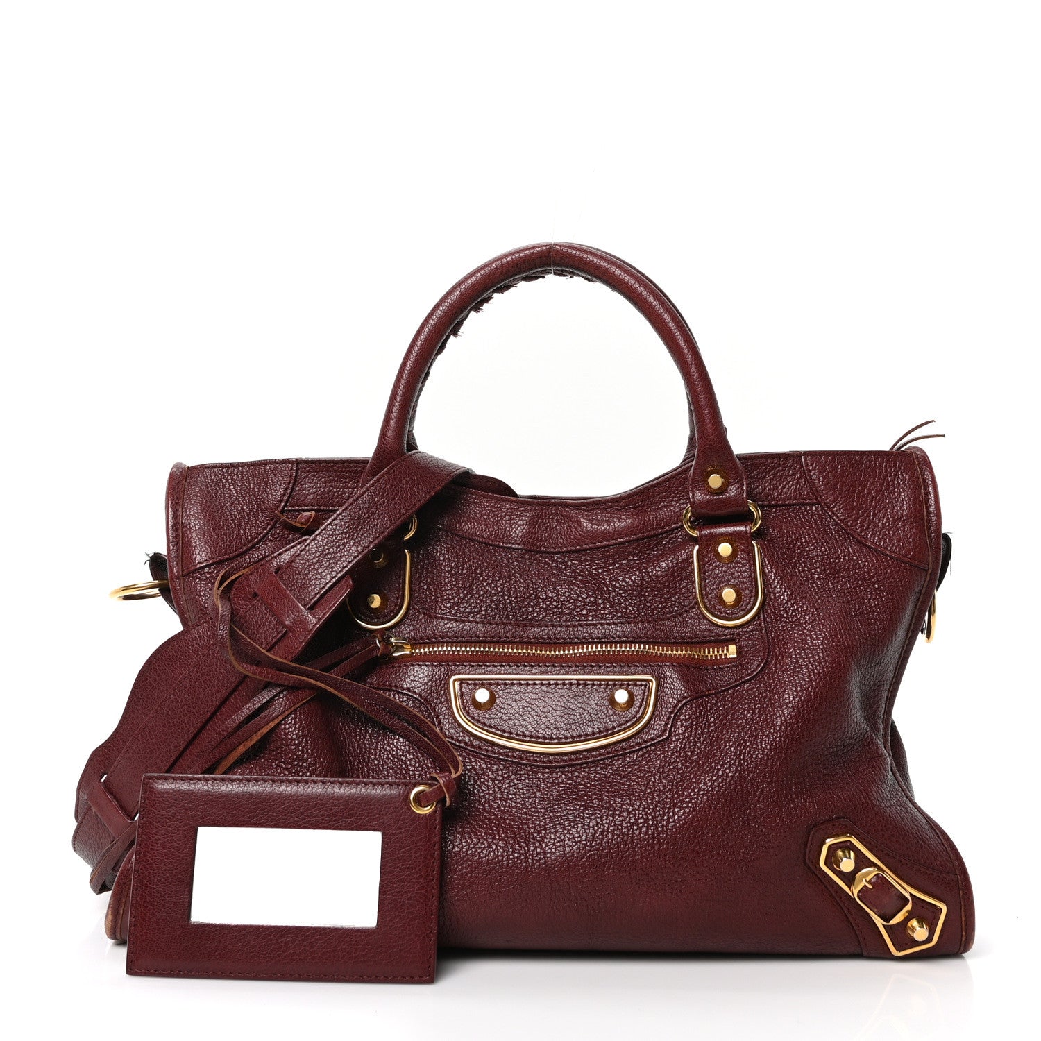 Balenciaga Chevre Gold Metallic Edge Hardware City Bordeaux