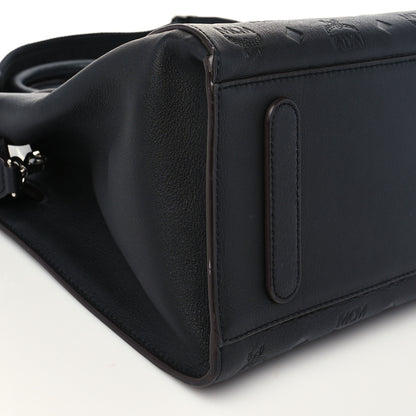 MCM Calfskin Ottoman Essential Visetos Medium Tote Bag Black 6 of 8