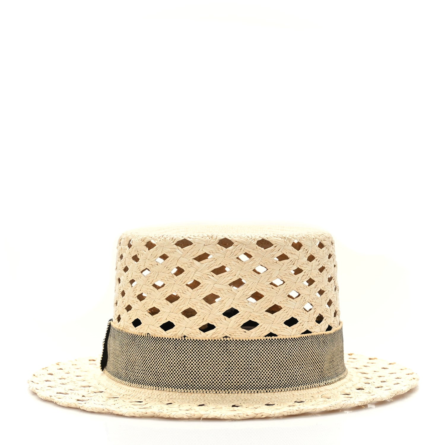 Hermes Straw Panama Elenora Hat 57 Naturel Black 1 of 8