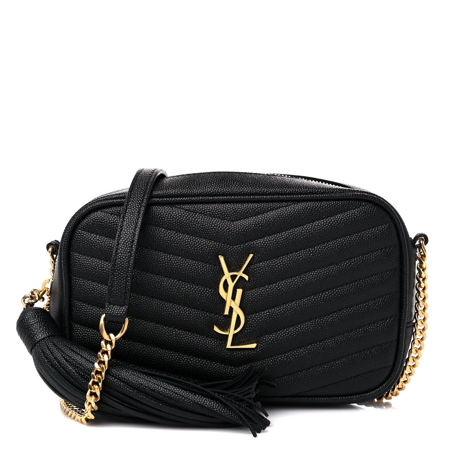 Saint Laurent Grain De Poudre Matelasse Monogram Mini Lou Camera Bag Black 1 of 8