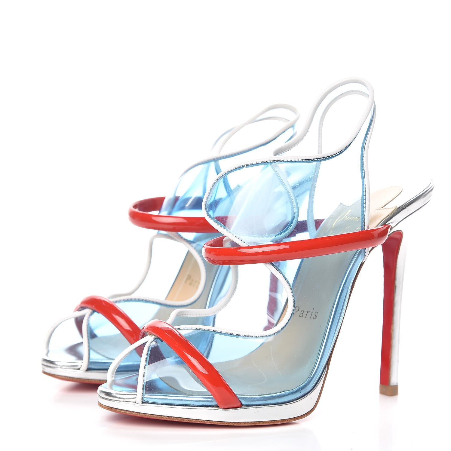 Christian Louboutin PVC Patent Aqua Ronda 120 Sandals Black 36.5 Aquamarine 3 of 9