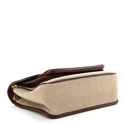 Saint Laurent Cotton Canvas Vintage Calfskin Monogram Medium Niki Chain Satchel Natural Chocolate 4 of 11