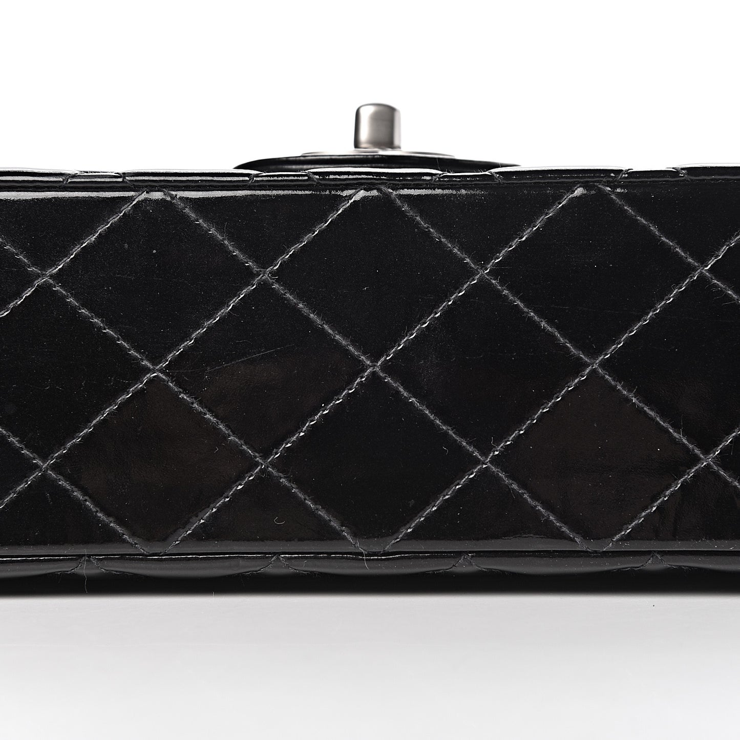 Patent Quilted Medium Double Flap Black