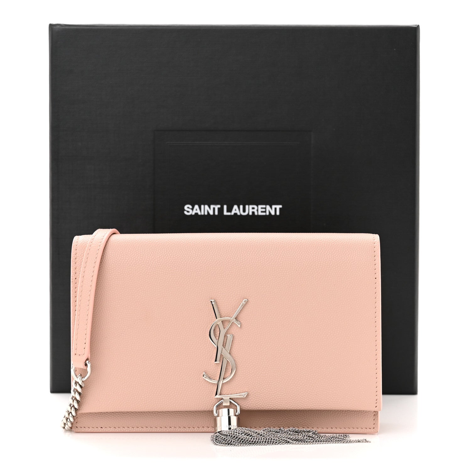 Saint Laurent Grain De Poudre Classic Monogram Kate Tassel Chain Wallet Marble Pink 10 of 10