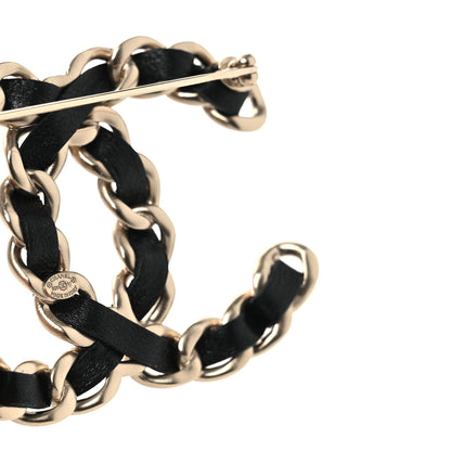 Chanel Lambskin Chain CC Brooch Black Gold 4 of 4