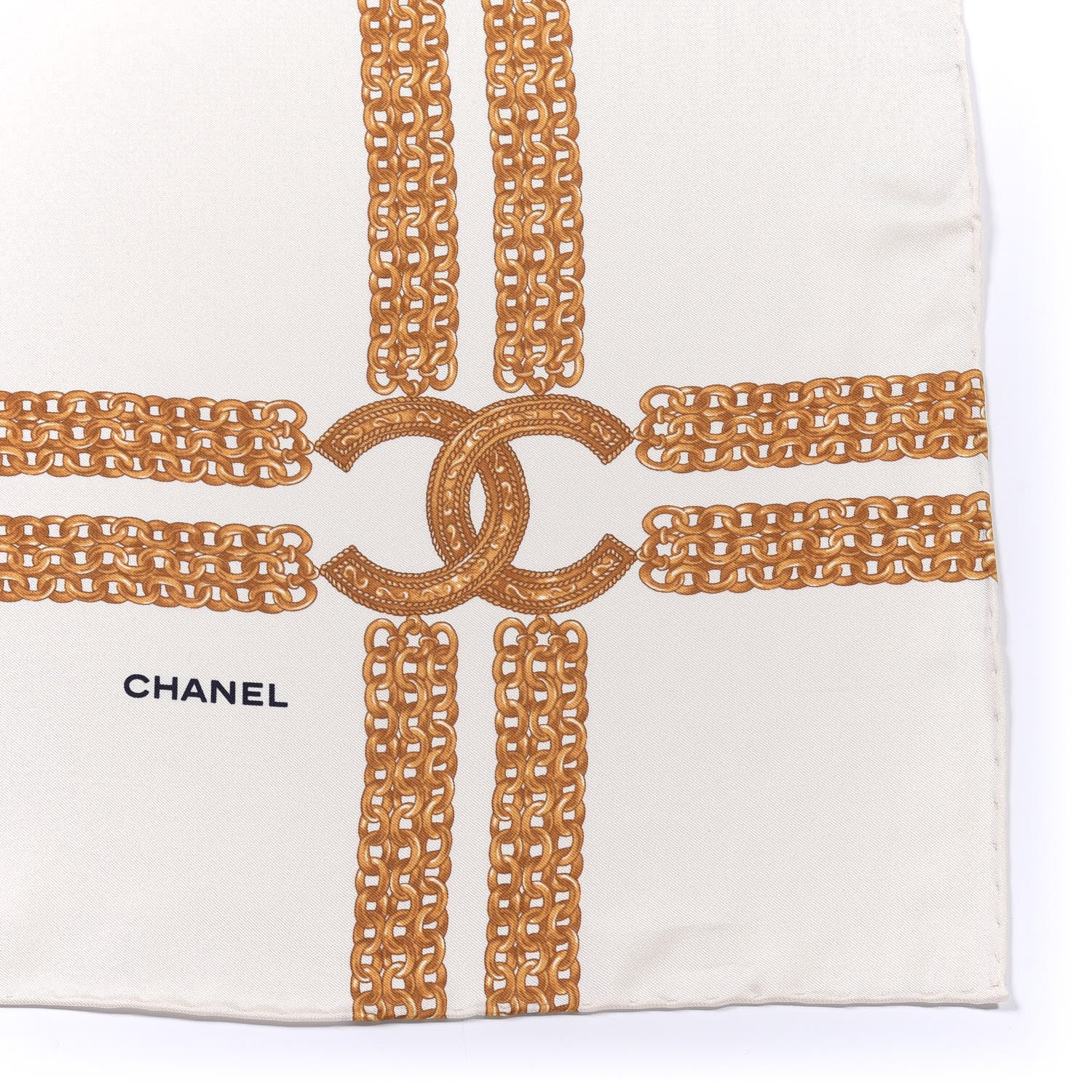 Chanel Silk CC Chain Square Scarf White Gold 2 of 3