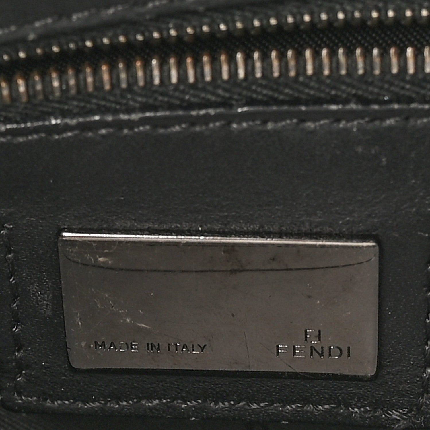 Fendi Zucchino Vitello Shoulder Bag Black Moro 6 of 12