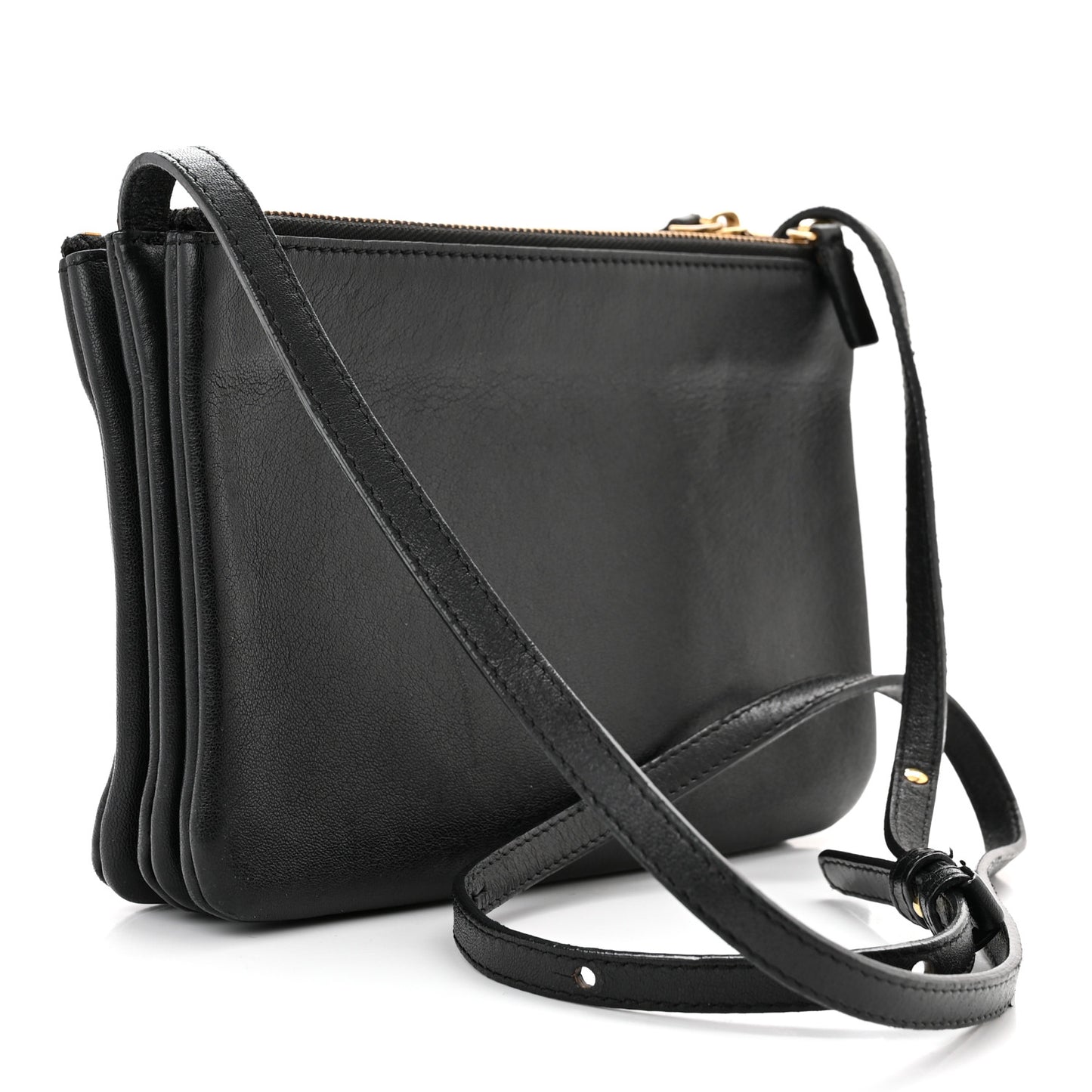 Lambskin Small Trio Crossbody Bag Black