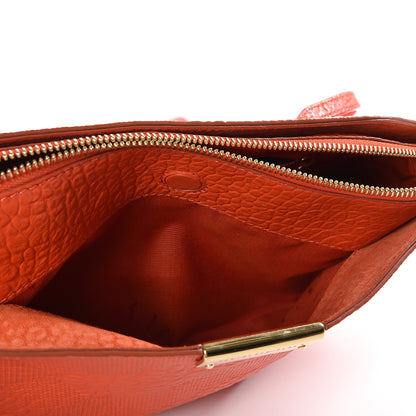 Burberry Signature Grain Calfskin Check Embossed Small Chichester Crossbody Clutch Bag Orange 5 of 10