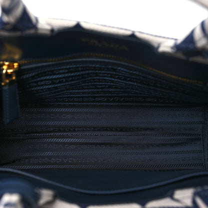 Prada Jacquard Saffiano Triangolo Symbole Embroidered Small Tote Baltico Talco 5 of 11