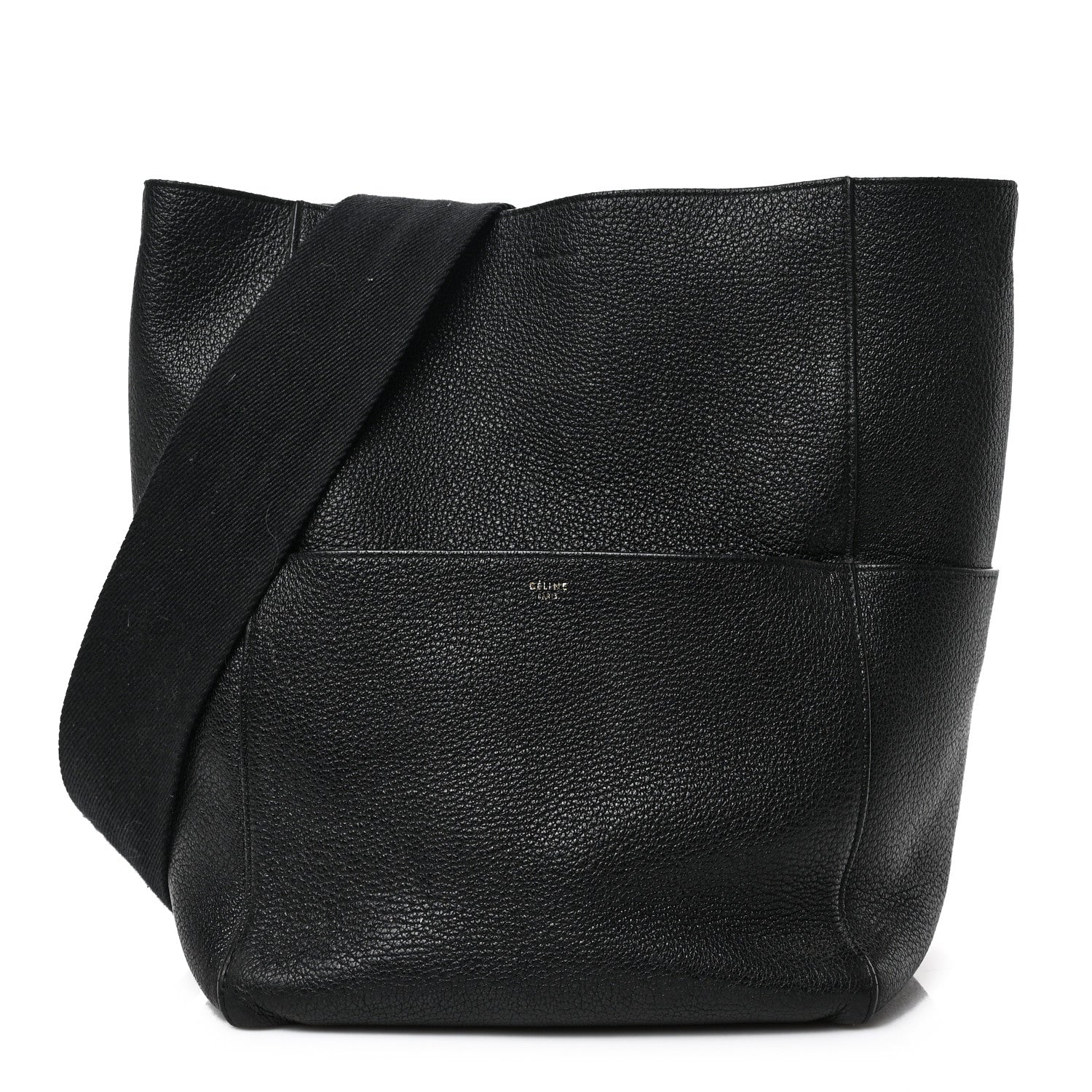 Celine Soft Grained Calfskin Sangle Bucket Bag Black 1 of 7