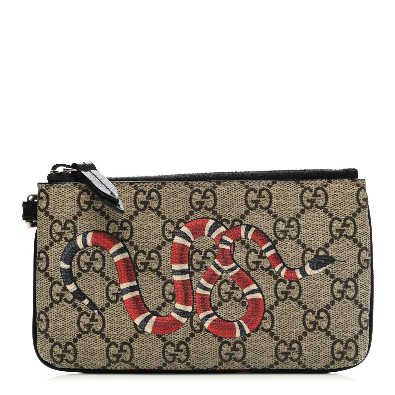 Gucci GG Supreme Monogram Kingsnake Zip Pouch Black 1 of 7