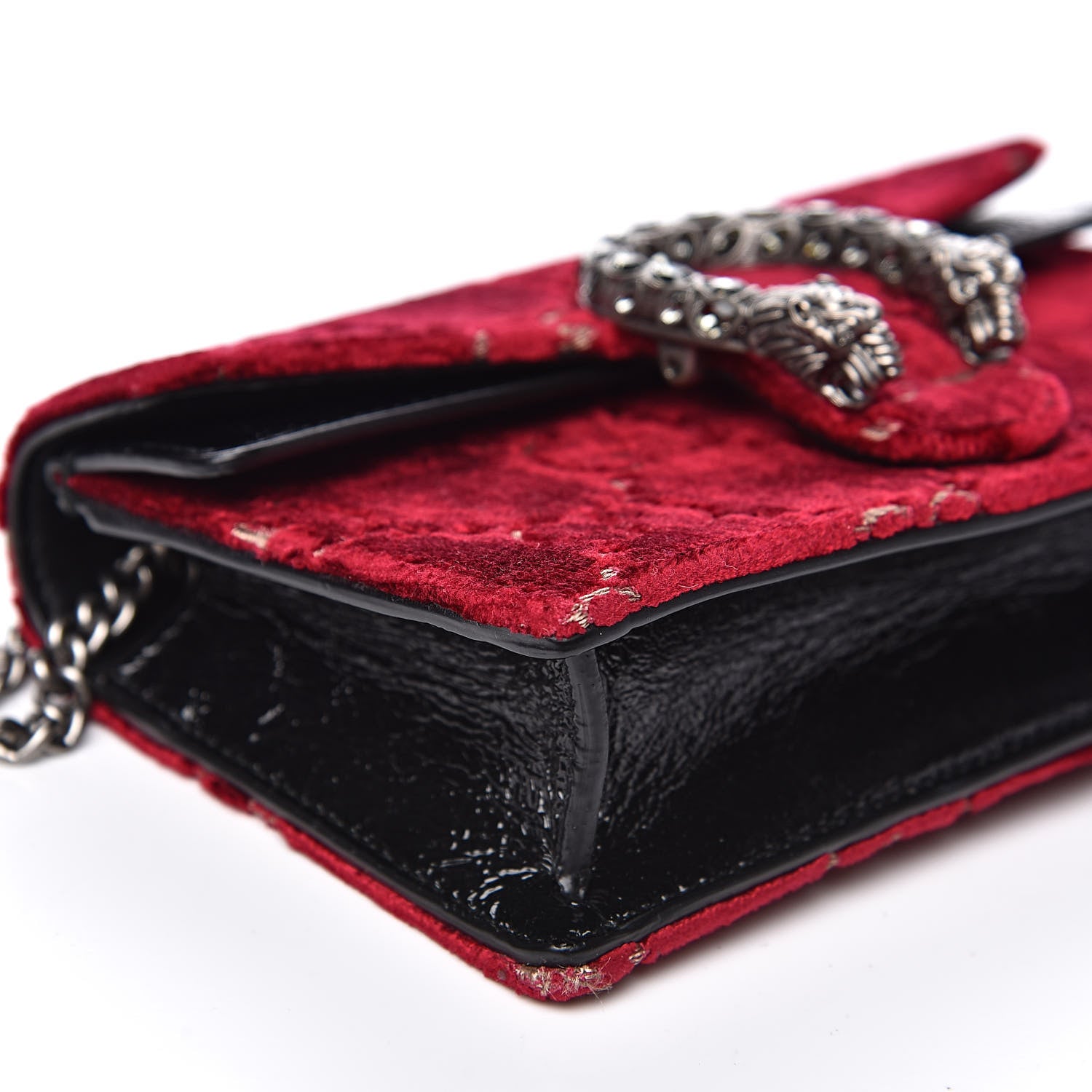 Gucci Velvet GG Monogram Super Mini Dionysus Shoulder Bag Red Cipria Black 7 of 10