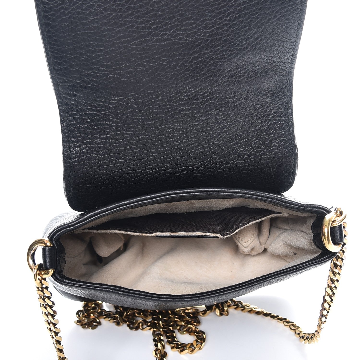 Gucci Pebbled Calfskin Small 1973 Chain Shoulder Bag Black 6 of 9